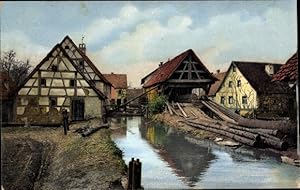 Ansichtskarte / Postkarte Sägemühle, Fluss, Holzbalken, Photochromie Nenke und Ostermaier 1887