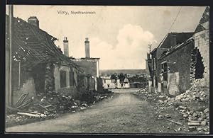 Bild des Verkufers fr Carte postale Vimy, Zerbombte Huser sumen die Strasse zum Verkauf von Bartko-Reher