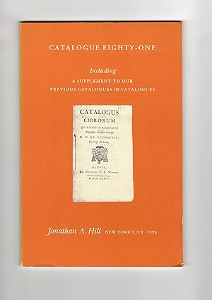 Image du vendeur pour Catalogue 81 including a supplement to our previous catalogues of catalogues mis en vente par Leopolis