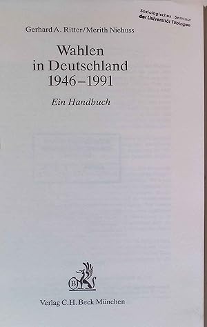 Bild des Verkufers fr Wahlen in Deutschland 1946 - 1991 : ein Handbuch. zum Verkauf von books4less (Versandantiquariat Petra Gros GmbH & Co. KG)