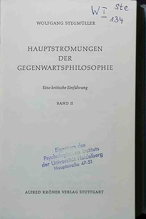 Bild des Verkufers fr Hauptstrmungen der Gegenwartsphilosophie; Bd. 2. Krners Taschenausgabe ; Bd. 309 zum Verkauf von books4less (Versandantiquariat Petra Gros GmbH & Co. KG)