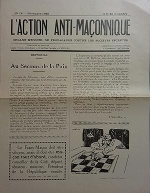 L'action Anti-maçonnique. Organe mensuel de propagande contre les sociétés secrètes. Novembre 1935.