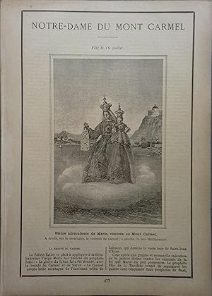 Image du vendeur pour Notre-Dame du Mont Carmel. Fte le 16 juillet. Fin XIXe. Vers 1900. mis en vente par Librairie Et Ctera (et caetera) - Sophie Rosire