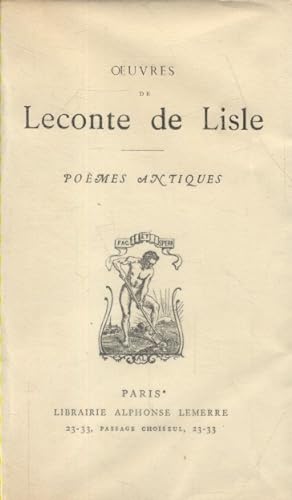 Bild des Verkufers fr Pomes antiques. zum Verkauf von Librairie Et Ctera (et caetera) - Sophie Rosire