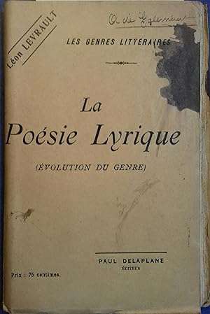 Seller image for La posie lyrique. (Evolution du genre). Vers 1902. for sale by Librairie Et Ctera (et caetera) - Sophie Rosire