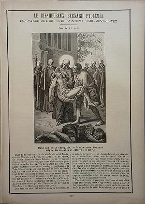 Imagen del vendedor de Le Bienheureux Bernard Ptolme, fondateur de l'ordre de Sainte-Marie-du-Mont-Olivet. Fte le 21 aot. Fin XIXe. Vers 1900. a la venta por Librairie Et Ctera (et caetera) - Sophie Rosire