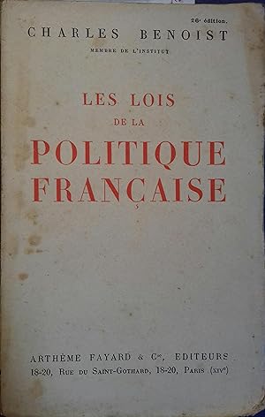 Bild des Verkufers fr Les lois de la politique franaise. zum Verkauf von Librairie Et Ctera (et caetera) - Sophie Rosire
