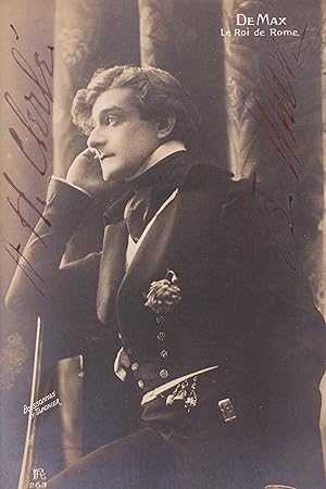 Envoi autographe signé d'Edouard de Max sur une carte postale photographique le représentant dans...