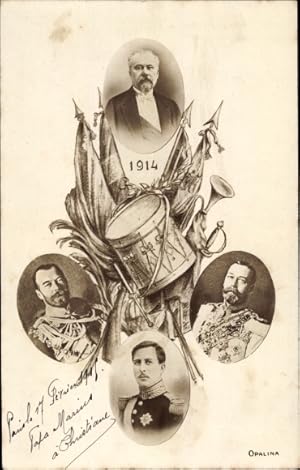 Bild des Verkufers fr Ansichtskarte / Postkarte Entente, Portrts Prsident Poincare, Knig Georg V., Knig Albert I., Zar Nikolaus I. zum Verkauf von akpool GmbH