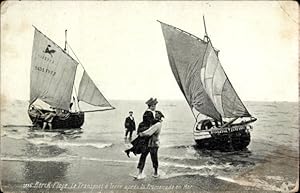 Image du vendeur pour Ansichtskarte / Postkarte Berck Strand Pas de Calais. Transport an Land nach der Seereise mis en vente par akpool GmbH