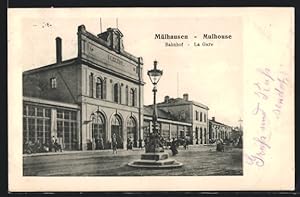 Ansichtskarte Mülhausen-Mulhouse, Bahnhof, La Gare