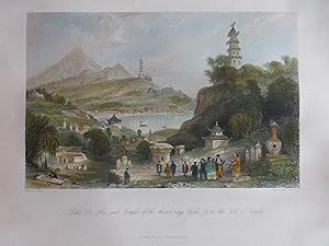 1846 CHINE Lake See-Hoo and the Temple of the Thundering 1 GRAVURE THOMAS ALLOM