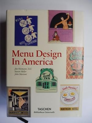 Seller image for Menu Design In America. A Visual and Culinary History of Graphic Styles and Design 1850-1985 *. English / Deutsch / Francais. for sale by Antiquariat am Ungererbad-Wilfrid Robin