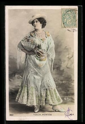 Immagine del venditore per Foto-Ansichtskarte Atelier Reutlinger, Paris, Schauspielerin Tosca Montes im Kleid mit Hut venduto da Bartko-Reher