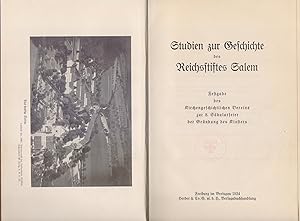 Bild des Verkufers fr Studien zur Geschichte des Reichsstiftes Salem: Festgabe des Kirchengeschichtlichen Vereins zur 8. Skularfeier der Grndung des Klosters. zum Verkauf von Homburger & Hepp