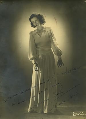 Seller image for France singer Simonne Paule Autograph Old Photo Paul Koruna 1947 for sale by Bits of Our Past Ltd