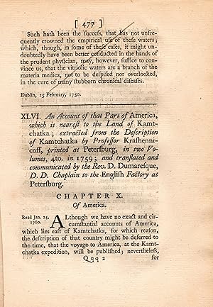 Bild des Verkufers fr An Account of that Part of America, which is nearest to the Land of Kamtchatka zum Verkauf von Pages For Sages