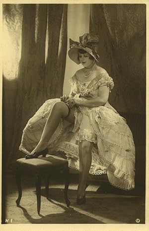 France woman showing her legs lingerie Risque Old Photo Wyndham 1920