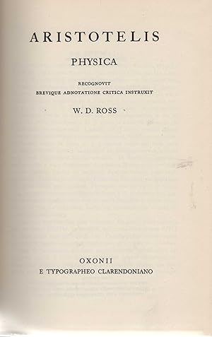 Physica. Recognovit brevique adnotatione instruxit W.D. Ross. (= Scriptorum Classicorum Bibliothe...