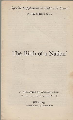 Bild des Verkufers fr Special Supplement to Sight and Sound - Index series N 3 : The Birth of Nation*. zum Verkauf von PRISCA