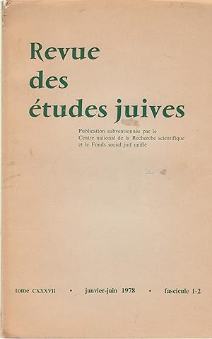 Bild des Verkufers fr Revue des tudes juives - Publication subventionne par le Centre national de la Recherche scientifique et le Fonds social juif unifi. - envoi autographe de l'auteur COPY SIGNED BY THE AUTHOR zum Verkauf von PRISCA