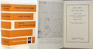 Seller image for THREE PROSE WORKS. Miscellanies. Remaines of Gentilisme and Judaisme. Observations. Edited, with Introduction and Notes by John Buchanan-Brown. for sale by Francis Edwards ABA ILAB