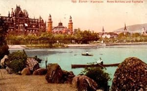 POSTAL PV08639: Zurich - Alpenquai. Rotes Schloss und Tonhalle