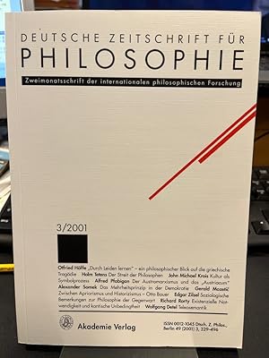 Bild des Verkufers fr Deutsche Zeitschrift fr Philosophie 2001 49. Jg Heft 3. Schwerpunkt: Der Austromarxismus aus heutiger Sicht. Zweimonatsschrift der internationalen philosophischen Forschung. zum Verkauf von Altstadt-Antiquariat Nowicki-Hecht UG