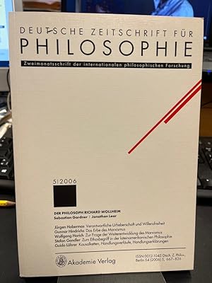 Bild des Verkufers fr Deutsche Zeitschrift fr Philosophie 2006 54. Jg Heft 5. Schwerpunkt: Der Philosoph Richard Wollheim. Zweimonatsschrift der internationalen philosophischen Forschung. zum Verkauf von Altstadt-Antiquariat Nowicki-Hecht UG