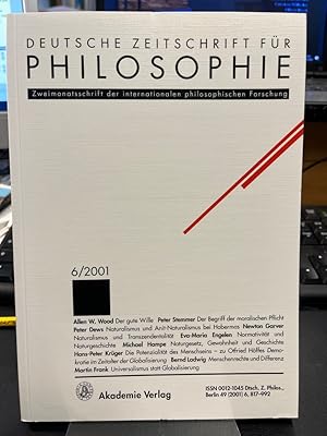 Bild des Verkufers fr Deutsche Zeitschrift fr Philosophie 2001 49. Jg Heft 6. Schwerpunkt: Naturalismus und naturgeschichte. Zweimonatsschrift der internationalen philosophischen Forschung. zum Verkauf von Altstadt-Antiquariat Nowicki-Hecht UG