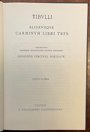 Imagen del vendedor de Tibulli Aliorumque Carminum Libri Tres a la venta por Libreria Il Morto da Feltre