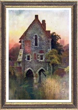 Greyfriars House, located in Worcester, England,Vintage Watercolor Print