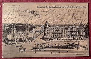 Ansichtskarte AK Gruß von der Internationalen Luftschiffahrt-Ausstellung 1909. Frankfurt Bahnhofs...