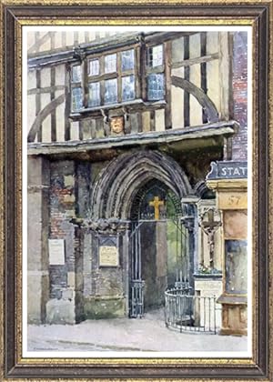 St. Bartholomew's Gatehouse in London,Vintage Watercolor Print