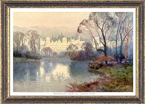 The view of Whitehall from St. James's Park in London,Vintage Watercolor Print