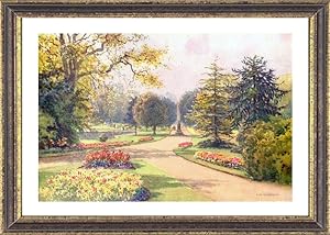 Jephson Gardens in Warwickshire, England,Vintage Watercolor Print