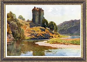 Neidpath Castle in the Scottish Borders, Scotland,Vintage Watercolor Print