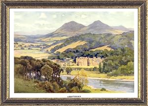 Abbotsford House in the Scottish Borders region of Scotland,Vintage Watercolor Print