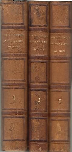 Seller image for Bibliothque de M. le baron Silvestre de Sacy tome I (imprims : philosophie, thologie, sciences naturelles) & tome II (sciences mdicales et arts utiles ; psychologie, linguistique, littrature et beaux-arts, histoire littraire) & tome III (sciences sociales, sciences historiques, polygraphie) Catalogue tabli par Robert Merlin (exemplaire personnel de Merlin) COPY SIGNED BY MERLIN for sale by PRISCA