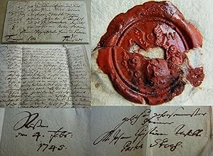Bild des Verkufers fr Brief Sten 1745, Pastor Johann Christian WILLE an Superint. ERNESTI Tennstedt zum Verkauf von Versandantiquariat tucholsklavier
