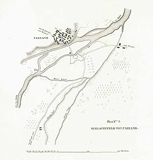 Bild des Verkufers fr Stadtplan mit Umgebung ('Schlachtfeld von Cassano.'). zum Verkauf von Antiquariat Norbert Haas