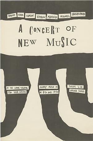 Original flyer for a 1960 experimental music show at The Living Theatre