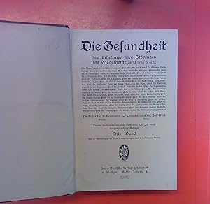 Seller image for Die Gesundheit, Ihre Erhaltung, ihre Strung, ihre Wiederherstellung. ERSTER BAND, Zweite neubearbeitete Auflage for sale by biblion2