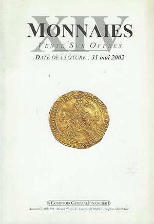Bild des Verkufers fr Comptoir Gnral Financier. Monnaies XIV. Vente sur offres, 31 mai 2002 zum Verkauf von Librairie Archaion