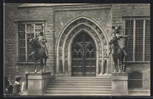 Bild des Verkufers fr Ansichtskarte Bremen, die Ritter am Rathaus zum Verkauf von Bartko-Reher