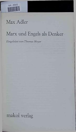 Bild des Verkufers fr Marx und Engels als Denker. zum Verkauf von Antiquariat Bookfarm