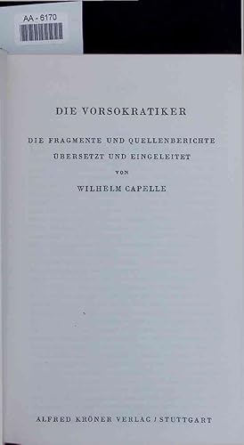 Seller image for Die Vorsokratiker. Die Fragmente und Quellenberichte for sale by Antiquariat Bookfarm