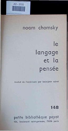 Bild des Verkufers fr Le langage et la pensee. zum Verkauf von Antiquariat Bookfarm
