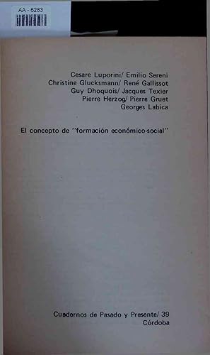 Imagen del vendedor de El concepto de "formacion economico-social". a la venta por Antiquariat Bookfarm