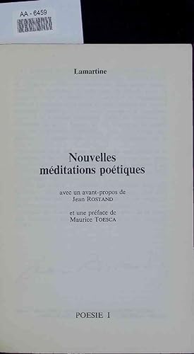 Image du vendeur pour Nouvelles meditations poetiques. mis en vente par Antiquariat Bookfarm